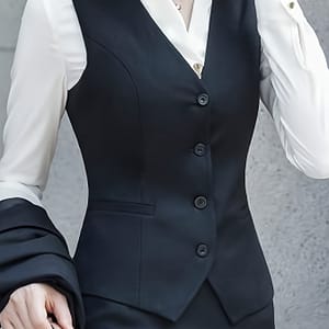 Single Breasted V Neck Vest, Elegant Sleeveless Outerwear For Office & Work, Women’s Clothing Clothing Shop Online at Dubai Trades