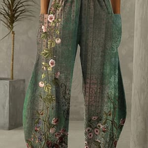 Slant Pockets Wide Leg Pants, Casual Floral Print Loose Pants For , Women’s Clothing Clothing Shop Online at Dubai Trades