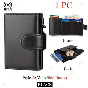 Sleek Men’s Rfid-blocking Microfiber Leather Wallet – Slim, Trifold Design With Card Slots & Coin Pocket, Black Accessories Shop Online at Dubai Trades