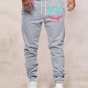 Smile Expression Print Men’s Drawstring Sweatpants With Pockets, Loose Casual Comfy Jogger Pants Active Shop Online at Dubai Trades