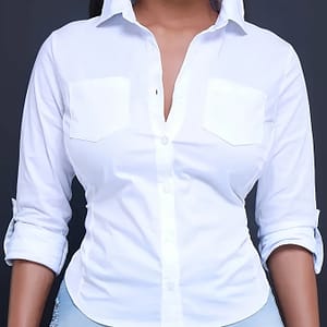 Solid Color Button Front Shirt, Casual Long Sleeve Pocket Shirt For Spring & Fall, Women’s Clothing Blouses Shop Online at Dubai Trades