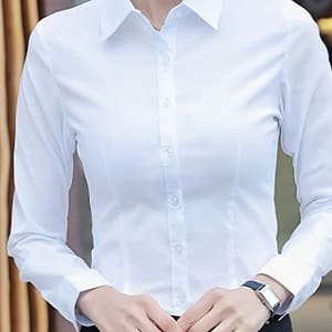 Solid Color Button Front Shirt, Formal Long Sleeve Shirt For Work & Office, Women’s Clothing Blouses Shop Online at Dubai Trades
