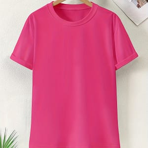 Solid Color Crew Neck T-shirt, Casual Short Sleeve T-shirt For , Women’s Clothing Clothing Shop Online at Dubai Trades