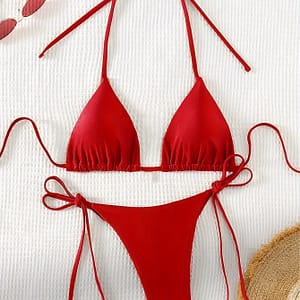 Solid Color Folded Strap Sexy Bikini Bikinis Shop Online at Dubai Trades