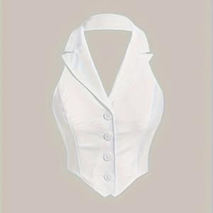 Solid Color Front Button Halter Top Clothing Shop Online at Dubai Trades