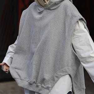 Solid Color Split Side Hoodie, Casual Sleeveless Loose Fit Hoodie For Spring & Fall, Women’s Clothing Clothing Shop Online at Dubai Trades