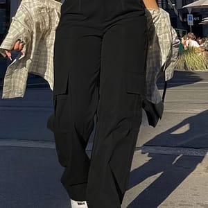 Solid Color Straight Leg Cargo Pants, Casual & Versatile High Waist Pants For , Women’s Clothing Clothing Shop Online at Dubai Trades