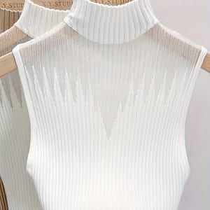Solid Color Turtle Neck Pullover Sweater, Casual Sleeveless Cut Out Lightweight Knitted Tank Top For , Women’s Clothing Clothing Shop Online at Dubai Trades