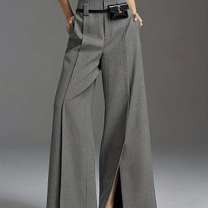 Solid Color Wide Leg Pants, Casual Split Hem Loose Suit Pants For , Women’s Clothing Clothing Shop Online at Dubai Trades