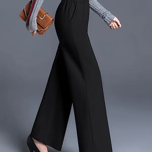 Solid Color Wide Leg Pants, Elegant High Waist Slant Pockets Loose Pants For Work & Office, Women’s Clothing Clothing Shop Online at Dubai Trades