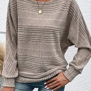 Solid Crew Neck Pullover Sweater, Casual Batwing Sleeve Loose Sweater, Women’s Clothing Clothing Shop Online at Dubai Trades