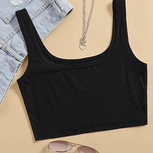 Solid Crop Tank Top, Sleeveless Running Yoga Vest Top, Women’s Activewear Active Shop Online at Dubai Trades