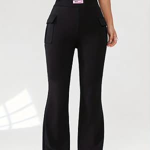 Solid Leg Pants, Casual & Versatile High Waist Flap Pockets Pants For , Women’s Clothing Clothing Shop Online at Dubai Trades