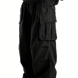 Solid Multi Flap Pockets Men’s Straight Leg Cargo Pants, Loose Casual Outdoor Baggy Pants, Men’s Work Pants Streetwear Asian Shop Online at Dubai Trades