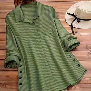 Solid Side Button Blouse, Collar Sleeve Blouse, Women’s Clothing Blouses Shop Online at Dubai Trades