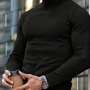 Solid Turtle Neck And Long Sleeve Sweater For Men, Chic And Trendy Tops For Autumn And Winter Daily Outerwear Clothing Shop Online at Dubai Trades