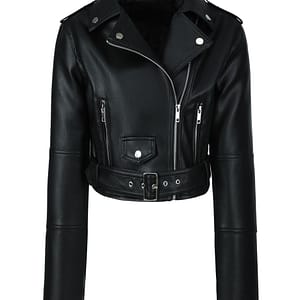 Solid Zipper Front Leather Crop Jacket, Casual Long Sleeve Lightweight Jacket For Fall & Spring, Women’s Clothing Casual Jackets Shop Online at Dubai Trades