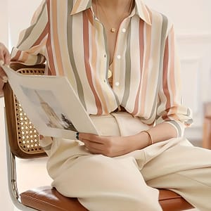 Spring And Autumn New European And American Print Collar Casual Loose Long Sleeve Women’s Shirt Blouses Shop Online at Dubai Trades