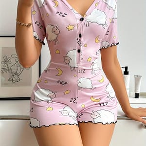 Spring/summer Cartoon Print Short Sleeve One-piece Pajamas Clothing Shop Online at Dubai Trades