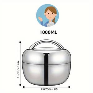 Stainless Steel Insulated Lunch Box – Double-layer, Leakproof Bento Box For Office Workers & Students, Microwave Safe, Reusable Food Container, Round Shape Home & Kitchen Shop Online at Dubai Trades