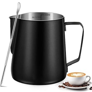 Stainless Steel Milk Frothing Pitcher Set – 12oz/20oz Milk Frother Jug With Precise Measurements For Coffee, Cappuccino, Latte Art – Includes Decorating Pen (350ml/600ml) Coffee & Espresso Machine Parts & Accessories Shop Online at Dubai Trades