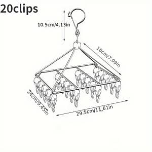 Stainless Steel Sock Drying Rack With 30 Clips – Windproof Laundry Hanging Organizer – Space Saving Clothes Hanger For Bedroom, Bathroom, Closet, Home, Dormitory Drying Racks Shop Online at Dubai Trades
