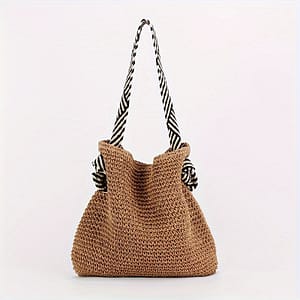 Straw Bag, Striped Knotted Adjustable Shoulder Bag, Fashion Women’s Bag, Beach Bag Clothing, Shoes & Jewelry Shop Online at Dubai Trades