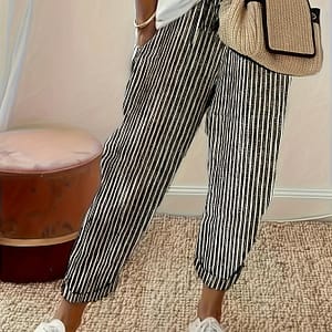 Stripe Print Harem Pants, Casual Elastic Waist Baggy Pants For , Women’s Clothing Clothing Shop Online at Dubai Trades