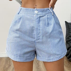 Striped Button Front Shorts, Casual Shorts For , Women’s Clothing Clothing Shop Online at Dubai Trades