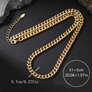Stylish 7mm Golden-tone Cuban Link Chain Necklace For Men – Gift, European And , Golden Clothing, Shoes & Jewelry Shop Online at Dubai Trades