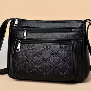Stylish Black Crossbody Bag For Women – Soft Shoulder Purse With Adjustable Strap, Embossed & Zipper Closure, Use Briefcases Shop Online at Dubai Trades