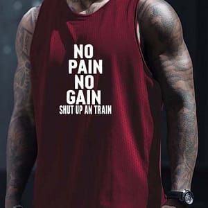 Stylish Slogan No Pain No Gain Print Men’s A Shirts, Casual Breathable Comfy Sleeveless Tank Tops, Quick Drying Sports Vest, Men’s Summer Clothes Outfits Clothing Shop Online at Dubai Trades