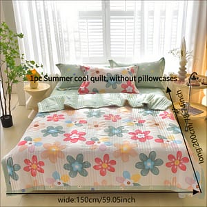 Summer Cooling Quilt – Lightweight, Breathable & Skin-friendly With Embossed Floral For – Bedroom, & Sofa Use Bedding Shop Online at Dubai Trades