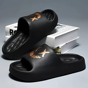 Summer Eva Slides – Sleek Black Indoor & Outdoor Slippers With Textured Diamond Pattern, Comfortable Non-slip Soft Sole For Beach, Shower, And Casual Wear, Summer Slippers Clothing, Shoes & Jewelry Shop Online at Dubai Trades