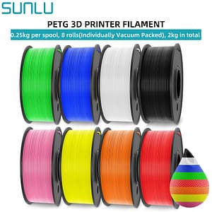 Sunlu Petg 3d Printer Filament Set, 1.75mm , 2kg Total, 0.25kg Each, Vacuum Sealed, 8 Pack , Good & Less Warping, Smooth Material 3D Printing Filament Shop Online at Dubai Trades