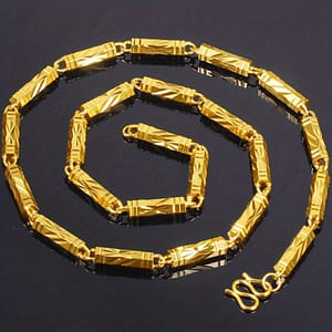 1pc Personality Hexagon Necklace Does Not Fade Golden Plated Clavicle Domineering Golden Men’s Necklace Clothing, Shoes & Jewelry Shop Online at Dubai Trades