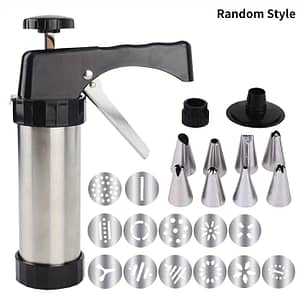 24pcs Set Cookie , Stainless Steel Cookie Press , Baking Mold Featuring 13 Decorative Stencil Discs And 8 Icing Tips, Cookie Maker, Baking Set Biscuit Machine Bakeware Shop Online at Dubai Trades