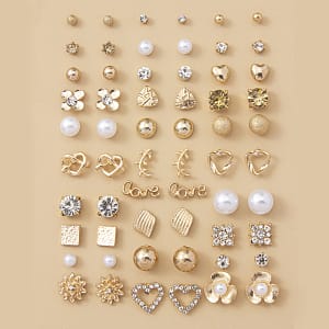 30 Pairs Of Fashionable And Simple Heart-shaped Alloy Pearl Letter Lapis Earrings Set For Women, Suitable For And Holiday Gifts Clothing, Shoes & Jewelry Shop Online at Dubai Trades