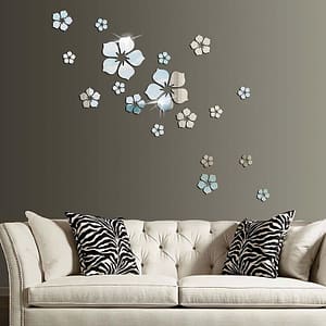3d Three-dimensional Flower Acrylic Mirror Wall Stickers Bedroom Bathroom Wall Tile Waterproof Stickers Self-adhesive Petal Stickers Paint, Wall Treatments & Supplies Shop Online at Dubai Trades