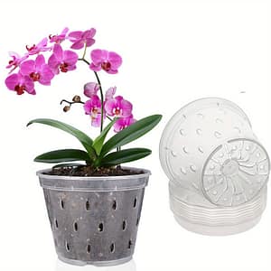 5pcs Plastic Orchid Pots With Drainage Holes And Saucers, 5.5 Inch Oval Floor Mount Planters For Indoor And Outdoor Use Gardening & Lawn Care Shop Online at Dubai Trades
