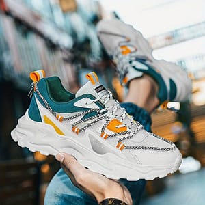 Academic & Orange Accent Sneakers – Breathable Mesh & Pu Upper, Eva Cushioned Sole, Lace-up Round Toe Sneakers For Sports & Casual Wear, College Fashion Footwear Clothing, Shoes & Jewelry Shop Online at Dubai Trades