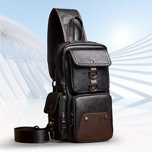 [ Build] Men’ Pu Leather Sling Bag – Adjustable Strap, Multiple Zippered Compartments, Casual Business Crossbody Pack For Use Clothing, Shoes & Jewelry Shop Online at Dubai Trades