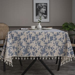 Elegant French Vintage Floral Linen- Tablecloth With Beige Fringe – Rectangular, Kitchen Dining, Picnics, Buffets, Holiday Dinners, Parties, Weddings & Restaurants Home & Kitchen Shop Online at Dubai Trades