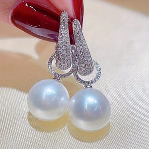 Elegant Women’s Earrings Featuring Shiny Zirconia And Pearl Pendants, Designed Delicately For Wedding Ceremonies. Clothing, Shoes & Jewelry Shop Online at Dubai Trades