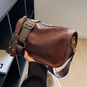 Graphic Pattern Zipper Crossbody Bag, Stylish Shoulder Bag With Wide Strap, Large Capacity Daily Purse Clothing, Shoes & Jewelry Shop Online at Dubai Trades