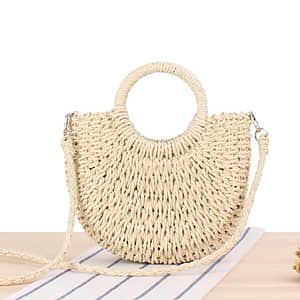 Ins Popular Semi-circular Woven Bag Beach Hand-woven Bag Holiday Women’s Bag Clothing, Shoes & Jewelry Shop Online at Dubai Trades