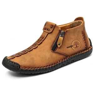 Men’s Boots Stitching Zipper Ankle Boots Vintage Style Outdoor Shoes Moccasins Boots Shop Online at Dubai Trades