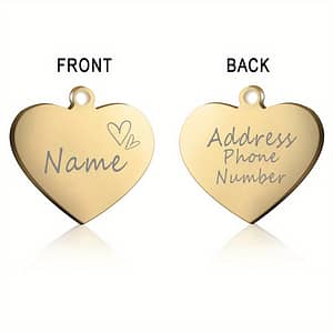Personalized Heart-shaped Gold Dog/cat Id Tag – Custom Engraved Pet Collar Pendant Collar Charms Shop Online at Dubai Trades
