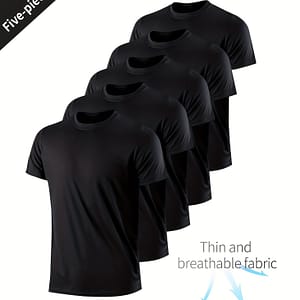 Prince Men’s 5pcs Black & White Quick-dry Athletic Tank Tops – Slim Fit, Breathable Short Sleeve Shirts For Running, Gym, Basketball & More – Moisture Wicking, Lightweight & Base Layers & Compression Shop Online at Dubai Trades