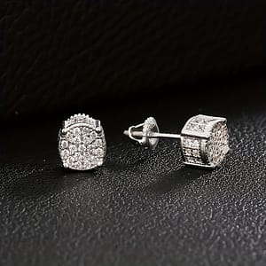Set Of 2 Iced Chics S925 Silvery Hip-hop Men’s Earrings Featuring Synthetic Zirconia With Micro-setting And Color Plating In A Round Design. Clothing, Shoes & Jewelry Shop Online at Dubai Trades 2